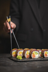 Wall Mural - Nice serving of sushi. Asian food. Food photography