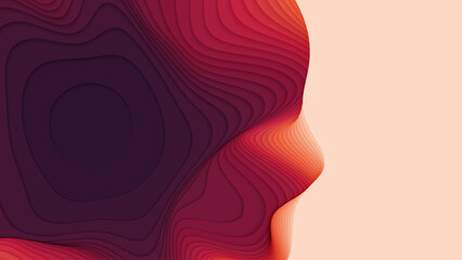 Wall Mural - red to pink paper layers. 3d abstract gradient papercut. colorful origami shape concept