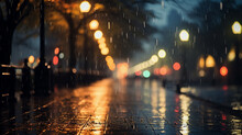 Bokeh Street Lights On A Rainy Night