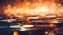 Bokeh Background With Classic Vinyl Records