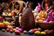 Easter set chocolate ornate eggs and rabbits