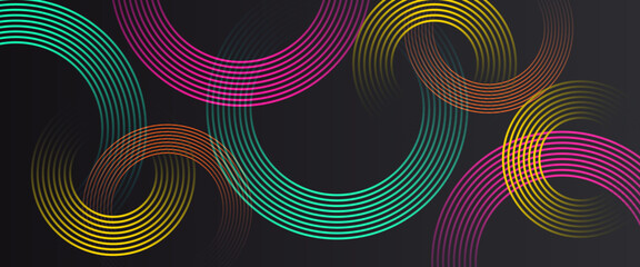 Colorful colourful vector 3D futuristic line abstract banner with glow line. Futuristic technology lines background design. Modern graphic element. Horizontal banner template