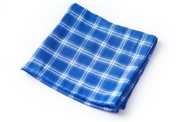 Poster - Isolated white napkin with blue cloth in the kitchen.