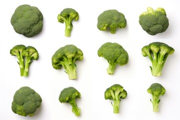 Canvas Print - Fresh broccoli blocks isolated on white background.