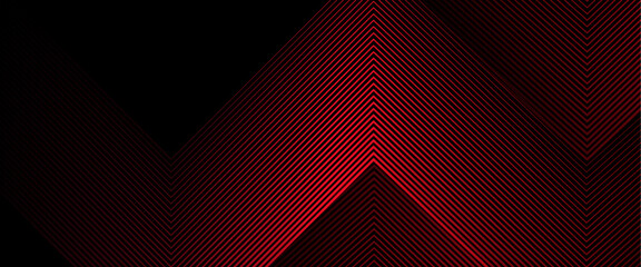 Wall Mural - Black and red vector glowing tech geometric 3D line modern abstract banner Elegant modern futuristic design with shiny lines pattern for banner, brochure, cover, flyer, poster