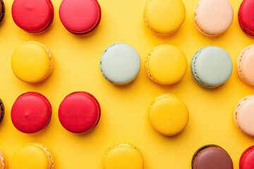 Sticker - France macarons on vivid yellow backdrop