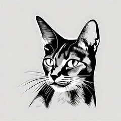 Naklejka na meble Abyssinian cat vector-style logo art with Sharp lines and solid color