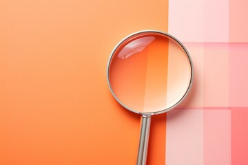 Magnifying glass in a trendy color. Background with selective focus and copy space