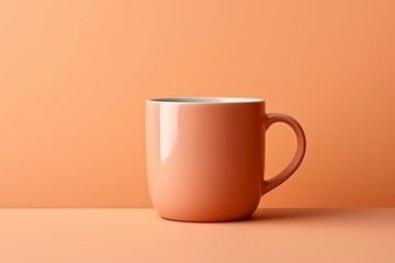 Wall Mural - Coffee mug mockup in trendy color. Background with selective focus and copy space