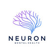 neuron connection logo design, Human brain icon innovation intelligence vector illustration.