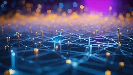 Wall Mural - a pulsating neural network structure, with quantum gates acting as decision points, constantly recal