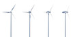 set of 3d wind turbine on transparent background, PNG, 3d render, white