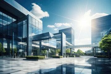 Leinwandbilder - Luxury office building background in the daylight. Generative AI.