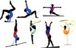 Woman gymnastic colored silhouettes. Vector illustration