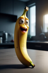 Wall Mural - banana face, generated by artificial intelligence