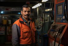 young indian man working at petrol pump
