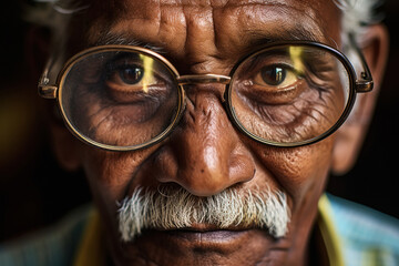 Wall Mural - indian old man wearing eyeglasses