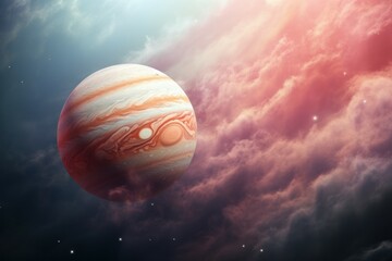 Wall Mural - Majestic Jupiter planet clouds. Nature space sun. Generate AI