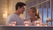 © kittikunfoto - e spa environment with attention to details like candles, soft towels, and soothing colors. Highlight the couple's expressions of relaxation and enjoyment