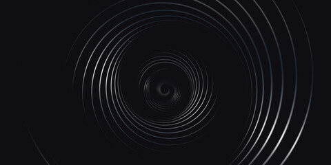 abstract motion background with psychedelic twisting circles. round striped silver lines