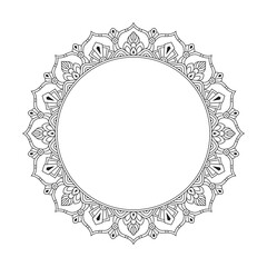 Wall Mural - Black Floral mandala round frame vector illustration