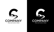 Creative Logo Design Of C House For Construction, Home, Real Estate, Building, Property. Minimal Awesome Trendy Professional Logo Design Template On Black Background.