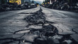Cracked bad asphalt, generative AI