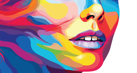 Wall Mural -  colorful painting woman s face with colors rainbow. Vector illustration 