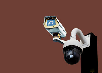 System New cctv camera, security protection system New technology Photo on white background technology system scan wifi 5g 6g with nature outside