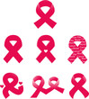 World cancer day pink ribbon collection awareness icon symbol isolated on white background design