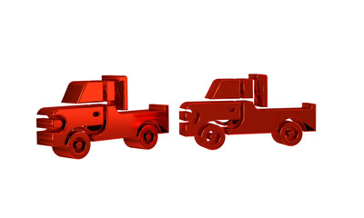 Red Pickup truck icon isolated on transparent background.