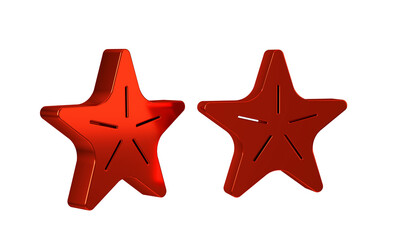 Wall Mural - Red Starfish icon isolated on transparent background.