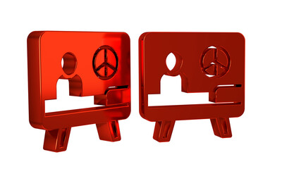 Wall Mural - Red Peace icon isolated on transparent background. Hippie symbol of peace.