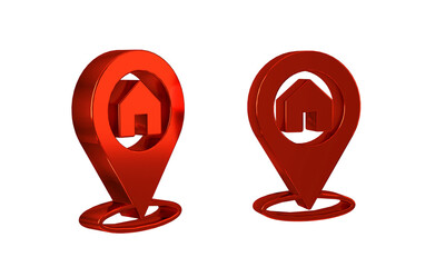 Wall Mural - Red Map pointer with house icon isolated on transparent background. Home location marker symbol.