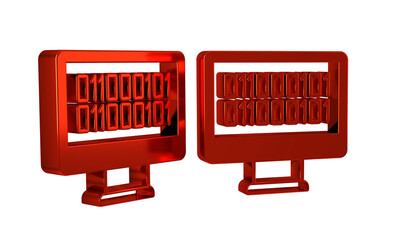 Wall Mural - red binary code icon isolated on transparent background.