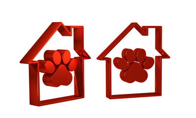 Poster - Red Pet house icon isolated on transparent background.