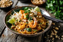 Tantalizing Taste Of Thailand: Pad Thai, The Beloved Thai Street Food, Beckons With Stir-Fried Noodles, Succulent Shrimp, Tofu, And A Medley Of Authentic Flavors Dancing On Your Palate