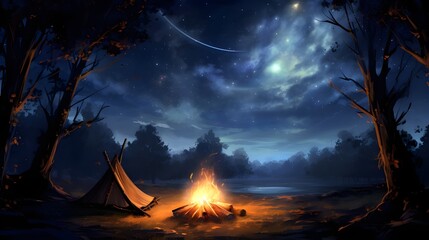 Wall Mural - Camping in the mountains 