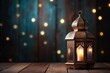 Decorative Arabic lantern with a burning candle