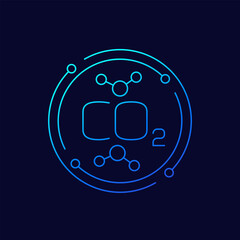 Poster - co2 molecules icon, carbon dioxide linear design