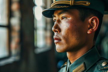portrait asian soldier in uniform