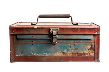 Wall Mural - A worn out rusty toolbox on a white transparent background