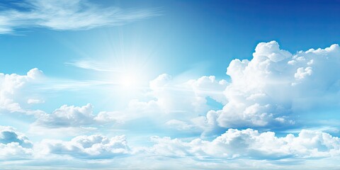 Wall Mural - beauty of summer sky with scattering of fluffy white clouds against backdrop of bright blue. scene e