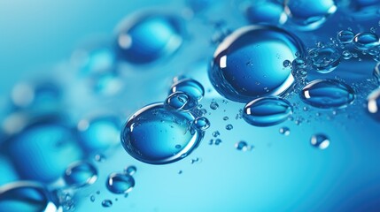 Macro Oxygen bubbles in water on a blue background, concept such as ecology and other your successful projects