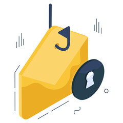 An isometric design icon of mail phishing 

