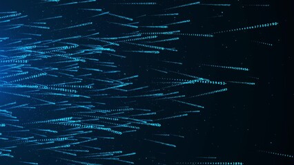 Digital Matrix wave deep abstract stage background cyberspace stream perspective grid big data sorting flow. Network connection dots and lines. Data technology. Abstract dynamic wave. Plexus funnel