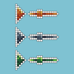 Wall Mural - Pixel art stroke sets of play button icon with variation color item asset.play button icon on pixelated style. 8bits perfect for game asset or design asset element for your game design asset