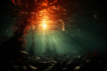 Wall Mural - light in the seabed