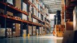 A large warehouse filled with numerous boxes. Versatile image suitable for various uses