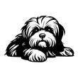 maltese dog resting silhouette illustration, maltese dog resting Logo Monochrome Design, Generative AI.